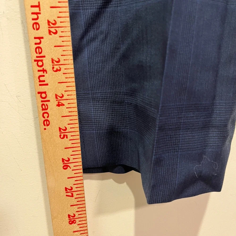 Hart Schaffner Marx Mens Blue Plaid 2 Piece Suit 42R Made in USA Business Formal
